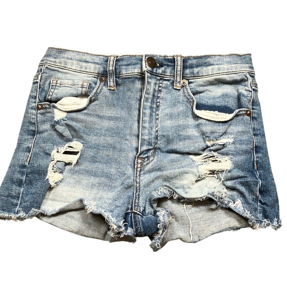 Aeropostale Aero Cheeky Short Distressed Blue size 4